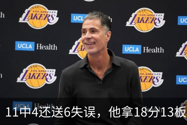 11中4还送6失误，他拿18分13板却正负值-8